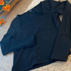Express Square Neck Long Sleeve Top Black Small